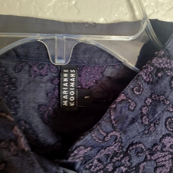 Marianne Kooimans Silk Embroidered Button Down blouse Sz 1/S - Picture 4 of 8